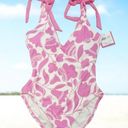 Kate Spade NWT  Shoulder Bow Tie V-Neck One Piece Swimsuit In Surf Pink Photo 1