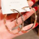 14K Gold Plated CZ Diamond Gold Hoop Earrings for Women Photo 2