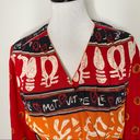 Carole Little  Crop Top Tribal Print Vintage Artsy Red Blouse Women Size 4 Photo 3