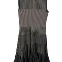 Oscar de la Renta  Black Gold Striped Fluted Jacquard Knit Dress Size Medium NWT Photo 0