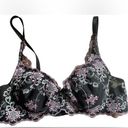 Frederick's of Hollywood Frederick’s of Hollywood Y2K Pink Black Floral Lace Bombshell Gel Push Up Bra Photo 0