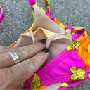 Vintage 90s Y2K Carabella Floral yellow fuchsia underwire bra bikini set Size M Photo 8