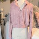 Cloud Chaser Plush Pullover Powder Blush Quarter Zip Cropped Top Womens Large  Photo 3