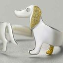 Artisan  Handmade Unique 925 Sterling Silver 14K Gold-plated Dachshund Ring Photo 0