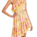 Rococo  Sand Georgette Drapey Midi Cocktail Party Yellow Floral Belted Dress Photo 0