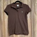 Lacoste  Women's Chocolate Brown Stretchy Fitted Polo Shirt, 40/Medium Photo 0