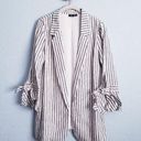 Anthropologie Versona Linen Blend Striped Casual Bellsleeve Blazer Photo 0