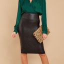 Spanx Faux Leather Pencil Skirt Very Black High-Waist Shiny Stretchy Edgy Midi Photo 3