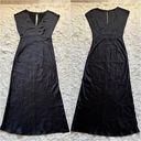 Madewell Dress Wide V-Neck Midi Satin Side Slit True Black 00 Photo 4