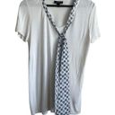 Jason Wu  Women Top V-Neck Short Sleeve Pattern Tie Collar Pullover M White Photo 0