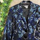 Alberto Makali  Watercolor Abstract Mesh Buttoned Blazer Jacket Blue Black Size 6 Photo 2