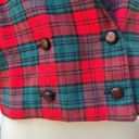 American Vintage VTG Peggy Hart Blazer Jacket Sz L Cropped Corduroy Plaid Red Green Holiday Photo 9