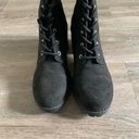 Pacific&Co NY &  Over the Knee Lace Up Boots Faux Suede Heel Side Zipper Black US 9 Photo 2