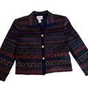 Lee Vintage Henry  Blazer Navy Multicolored Print Cardigan Jacket Size 16 Petite Photo 6