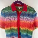 BP  Be Proud Women's Button Down Shirt Lace Top Floral Ombre Rainbow Small Photo 2