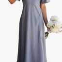 Blue Satin Midi Dress Size L Photo 0