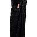 Pretty Little Thing NWT  Black Textured Sequin Cowl Neck Thigh Split Maxi Dress 12 Photo 6