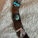 Chico's Genuine Leather Brown Braided Southwestern Turquoise Belt Size Large Photo 6