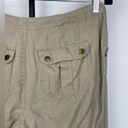 Cynthia Rowley Tan 100% Linen Wide Leg Back Pocket Flap Casual Roll Up Pants Photo 1