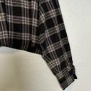 Oak + Fort  Black Plaid Cropped Flannel Collared Shirt Photo 10