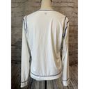 Athleta White Work Out Long Sleeve Shirt Blue Sticthings Womens L Photo 2