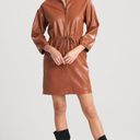 Natori  Vegan Luxe Leather Blouson Dress Brown Womens Size Small Photo 11