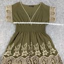 BCBG Maxazria BOHO Women’s Smocked Waist Crochet Peasant Embroidered Top Size M Photo 8