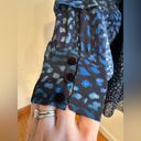 Laundry by Shelli Segal   Blue Cheetah Chiffon Sheer Mini Dress Tie On Neck Photo 3