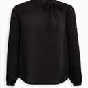 Torrid  Georgette Black Bow Tie Blouse Long Sleeve, Lightweight Photo 3