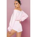 Pretty Little Thing  Pastel Light Pink Off The Shoulder Crop Sweatshirt Sz Large Photo 3