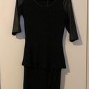 Kensie black faux leather mini dress 3/4 long sleeves zipper peplum piping small Photo 0