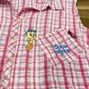 Looney Tunes Vintage  Women’s Sleeveless Tweety Button Up Plaid Women’s 18/20 Photo 1