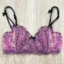 Victoria's Secret Victoria’s Secret Vintage Y2K Pink Black Bow Floral Lace Balconette Bustier Bra Photo 1