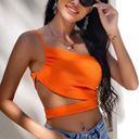 SheIn Cut Out One Shoulder Top Orange Photo 0