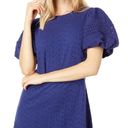 Free People  Mini Dress Women's XS Blue Eyelet Lace up Cut out Puff Sleeve B71 Photo 5