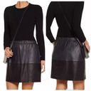 Vince  Lambs Leather Colorblock Skirt Photo 1