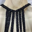 Oleg Cassini Black Tie  size Small Silk Beaded Embellished Party Evening Dress Photo 5