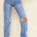 Pretty Little Thing Tall Light Blue Wash Open Knee Leg Straight Jeans Photo 1