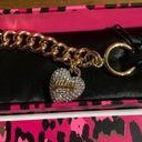 Juicy Couture Retro  Silver Pave Crystal Puffy Heart Gold Chain Link Brac Photo 0