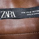 ZARA  brown faux leather pleaded snap front skater style skirt! Photo 6