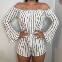 LA Hearts Striped Off The Shoulder Romper Photo 0