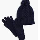 Madewell  Cableknit Beanie and Gloves Gift Set Navy Blue Wool Blend Photo 2