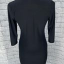 White House | Black Market  womens sz S v-cut ruffle front 3/4 Sleeve black dress  Photo 10