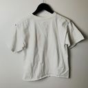 FILA  T Shirt Japanese Characters Raw Hem Crop Top Graphic Tee Short Sleeve Small Photo 2