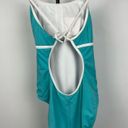 Nike  Aqua Blue One Piece Racerback Bathing Suit with White Trim Photo 7