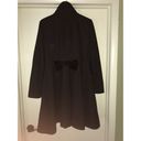 Betsey Johnson  Wool Peacoat Long Jacket Hearts Velvet Bow Black Size 8 S Medium Photo 4