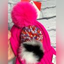 BP  hot pink knit beanie with exchanging pom poms new womens one size Photo 2