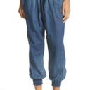 Rebecca Taylor  La Vie Tissue Denim Chambray High Rise Tapered Smocked Hem Pant Photo 7