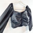 J.Crew  Ruched Puff Sleeve Sweetheart Neck Crop Top Black 10 Photo 5