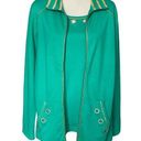 Quacker Factory  Womens Two Piece Set Tank Zip Up Jacket Size M Rhinestones Green Photo 0